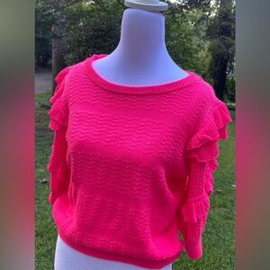 Lilly Pulitzer Vibrant Pink Ruffle Sweater